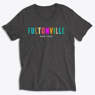 Fultonville New York Color Pop Soft Lightweight V-Neck