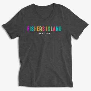 Fishers Island New York Color Pop Soft Lightweight V-Neck