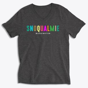 Snoqualmie Washington Color Pop Soft Lightweight V-Neck