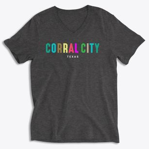 Corral City Texas Color Pop Soft Lightweight V-Neck