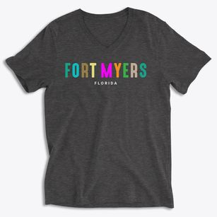 Fort Myers Florida Color Pop Soft Lightweight V-Neck