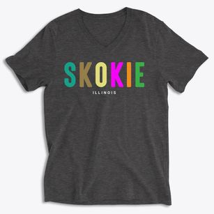 Skokie Illinois Color Pop Soft Lightweight V-Neck