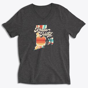  Rhode Island Retro Art Soft Lightweight V-Neck