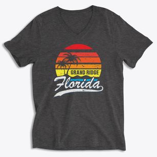 Grand Ridge Florida Palm Tree Sunset Soft Lightweight V-Neck
